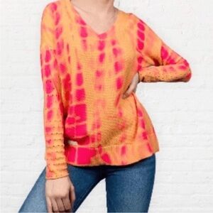 Lisa Todd Rise Above Sweater Pink Orange Tie Dye Size 1X
